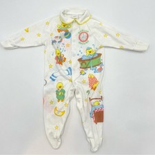 Vintage 80s Baby One Piece Footie Pajamas Ducks Cartoon Boy Girl Unisex Medium