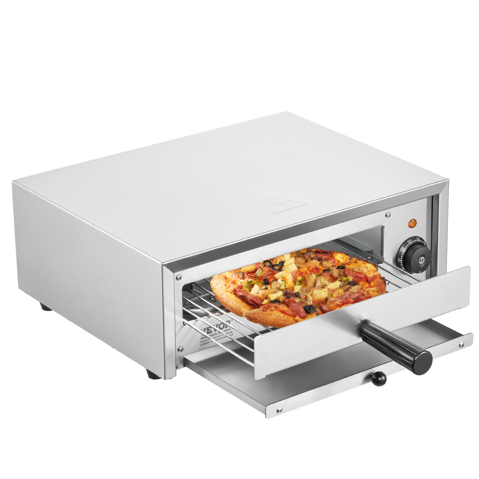 VEVOR Four à Pizza Électrique 12 Pouces 1500W en Inox Noir
