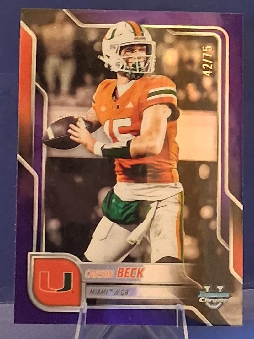 2025 Bowman Chrome - Carson Beck #138 - Purple Refractor - 42/75