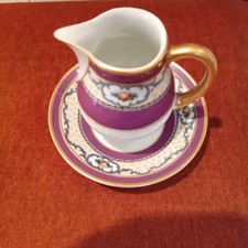 Schumann Bavaria Germany 3" Creamer & 4" Saucer (Stamped 47) - Very Collectible