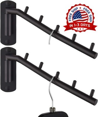 Perchero plegable pared barra ganchos resistente para ropa organizador negro