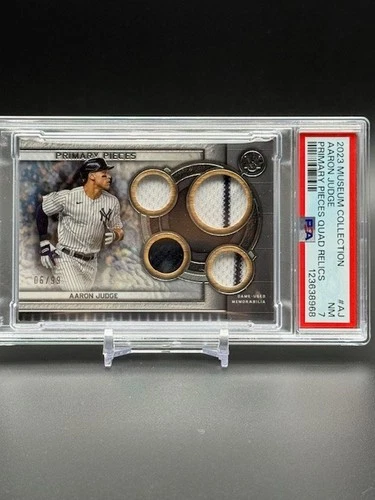 AARON JUDGE 2023 Topps Museum Collection PRIMARY PIECES QUAD RELICS PATCH PSA 7
