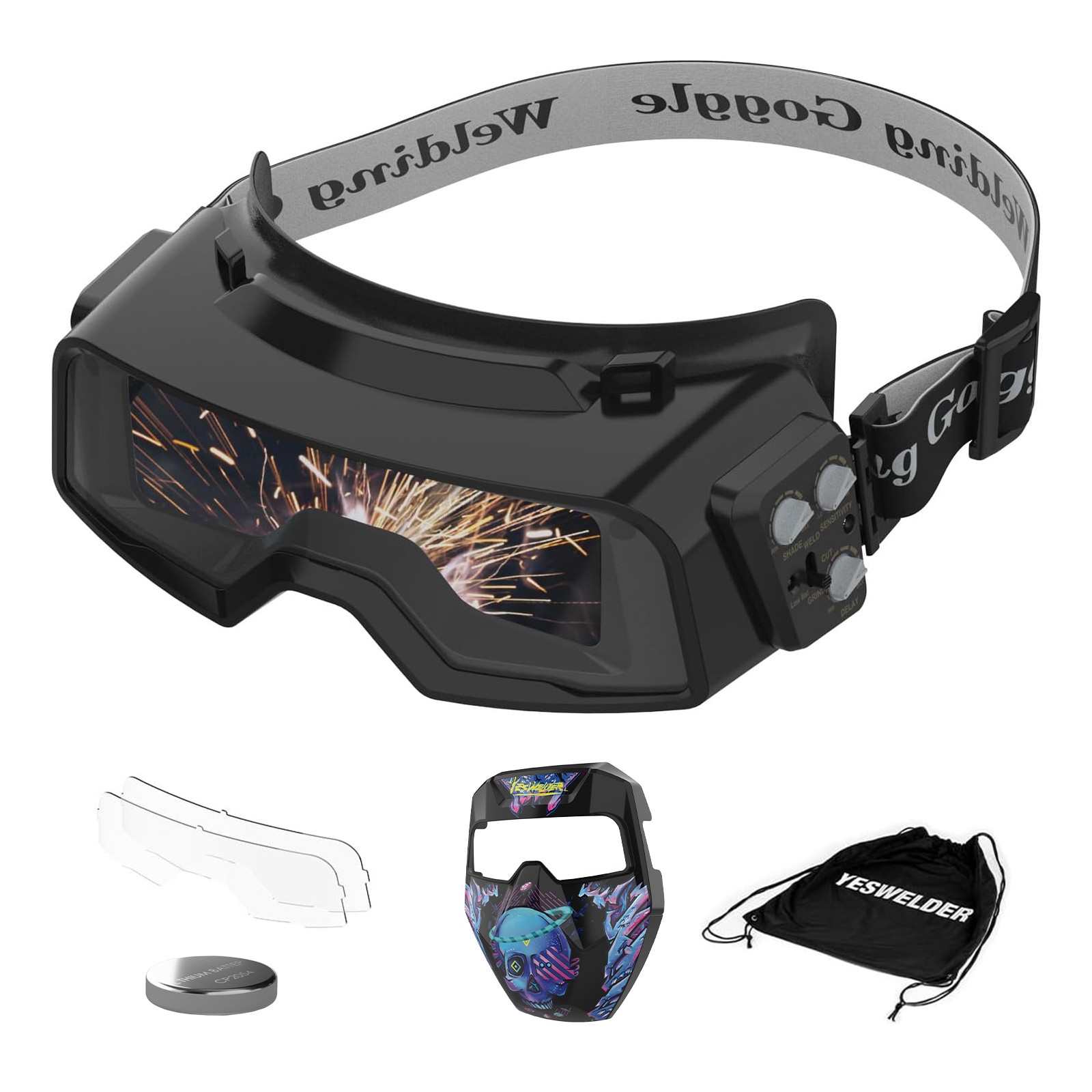 YESWELDER Auto-Darkening Welding Helmet 4/5-13 Shade with Grind Mode - Cyberpunk