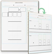 Division Manipulatives 9x12 Long Division White Boards for Students with Doub...