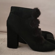 Primark Damen Stiefeletten Schwarz Faux-Wildl...