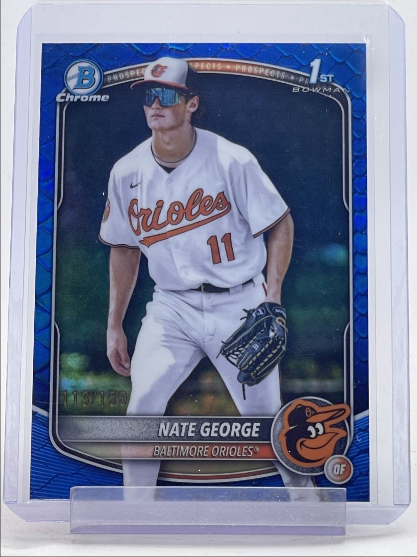NATE GEORGE 2025 BOWMAN CHROME 1ST BLUE REPTILIAN REFRACTOR /150 Q3882