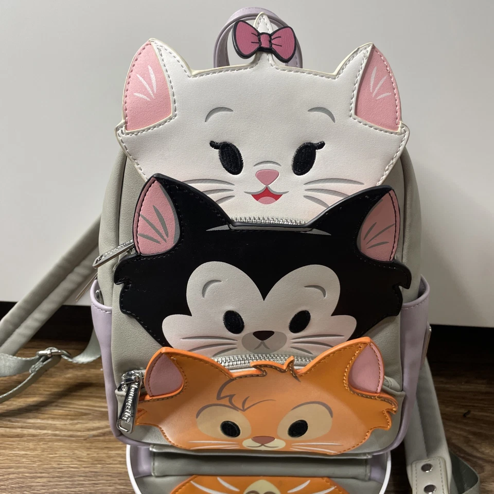 Disney Parks World Loungefly Cats Marie Figaro Oliver Mini Backpack Rare - Image 3 of 4