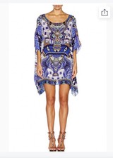 Camilla Rhythm and Blues Short Round Neck Kaftan Silk One Size Blue