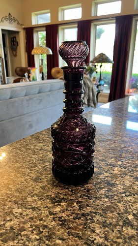 Vintage Jim Beam Bottle Whiskey Liquor Decanter Amethyst With Stopper 1960’s