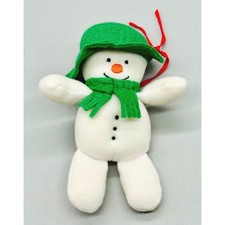 Eden The Snowman Plush Green Hat Scarf Christmas Stuffed Ornament Small 5 inch
