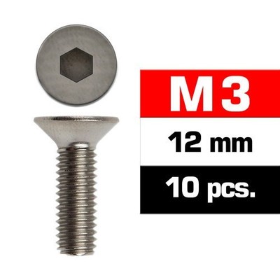 Ultimate Racing UR161312 M3X12MM Flat Head Screws (10 PCS) RC Part
