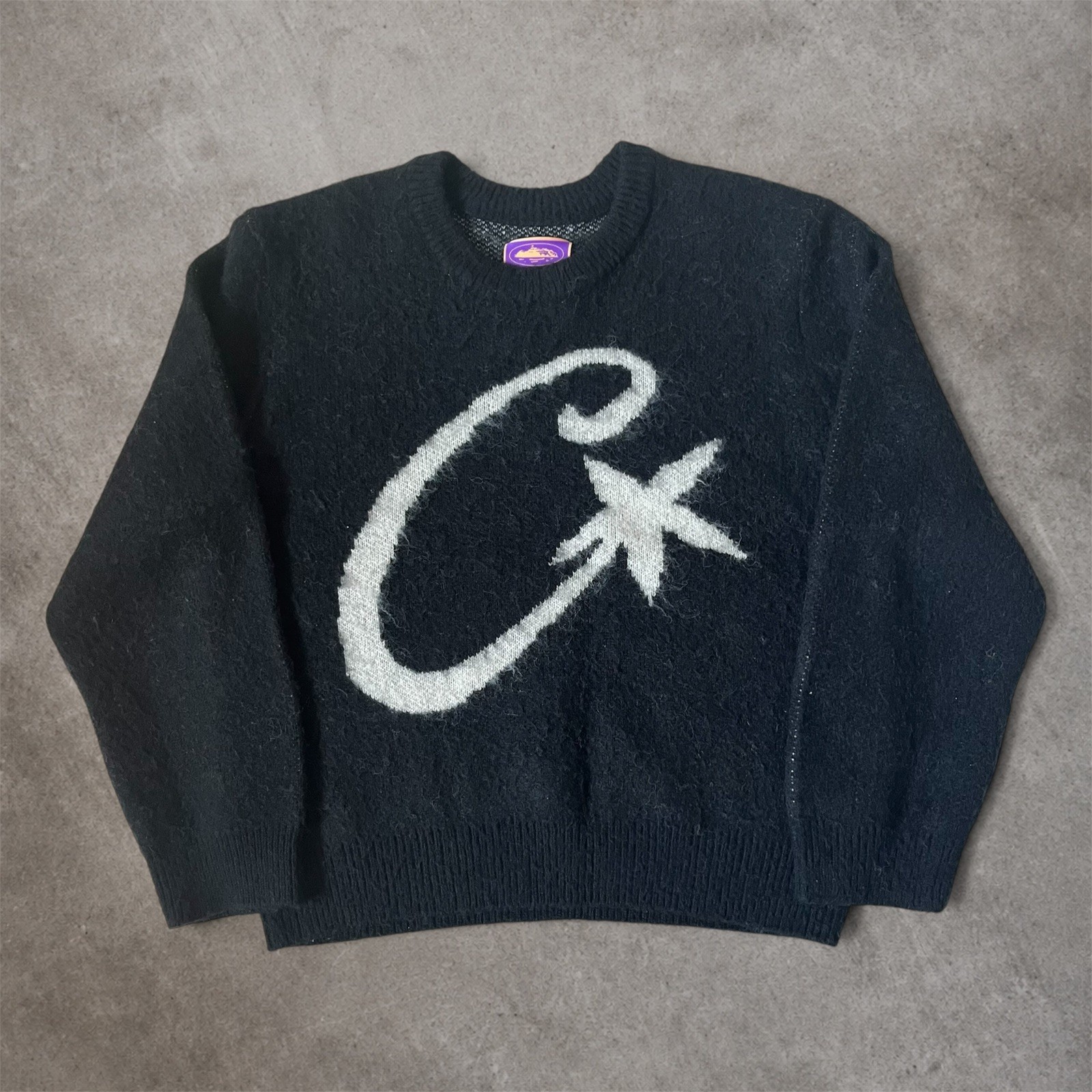 Corteiz C Star Mohair Knit Sweatshirt Black