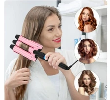 32mm (1.25") Aima Beauty 3 Barrel Hair Waver/Crimper PINK NWOB no box 