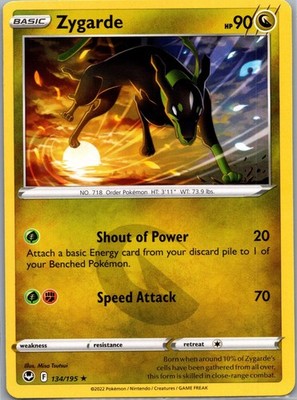 Zygarde 134/195 Rare Silver Tempest Pokemon Near Mint