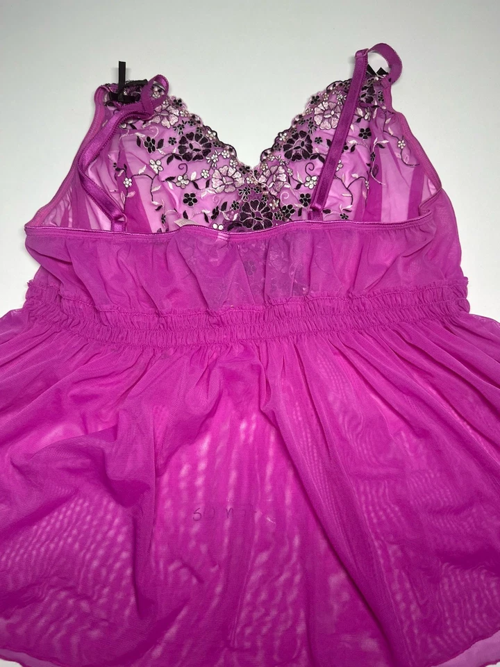 Cami sexy feminina Cacique bordada elástica floral rosa tamanho 26 28 - Imagem 4 de 4