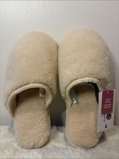 Secret Treasures NWT Fluffy Scuff Slippers Wool Blend Moisture Wicking SZ 8