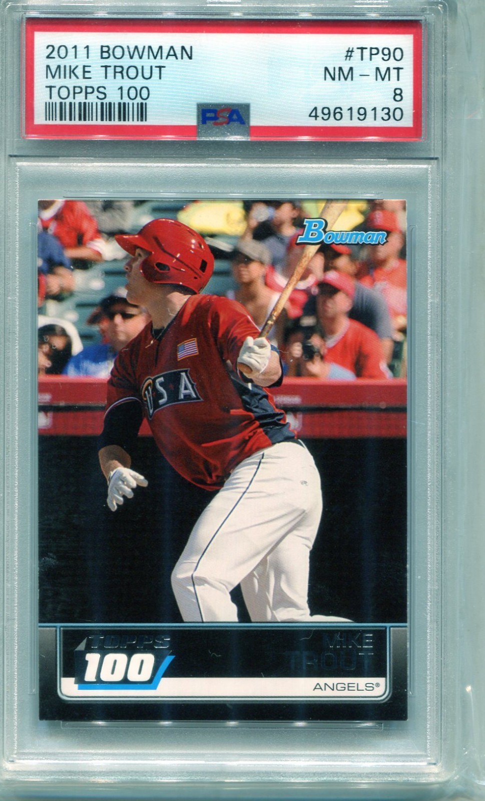 MIKE TROUT 2011 BOWMAN TOPPS 100 PSA 8
