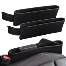 2 Pack Car Seat Gap Filler Organizer Leather Console Storage Box Auto Accessorie
