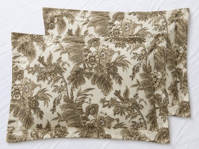 Lauren Ralph Lauren Taupe Botanical Toile Floral Standard Shams Set of 2