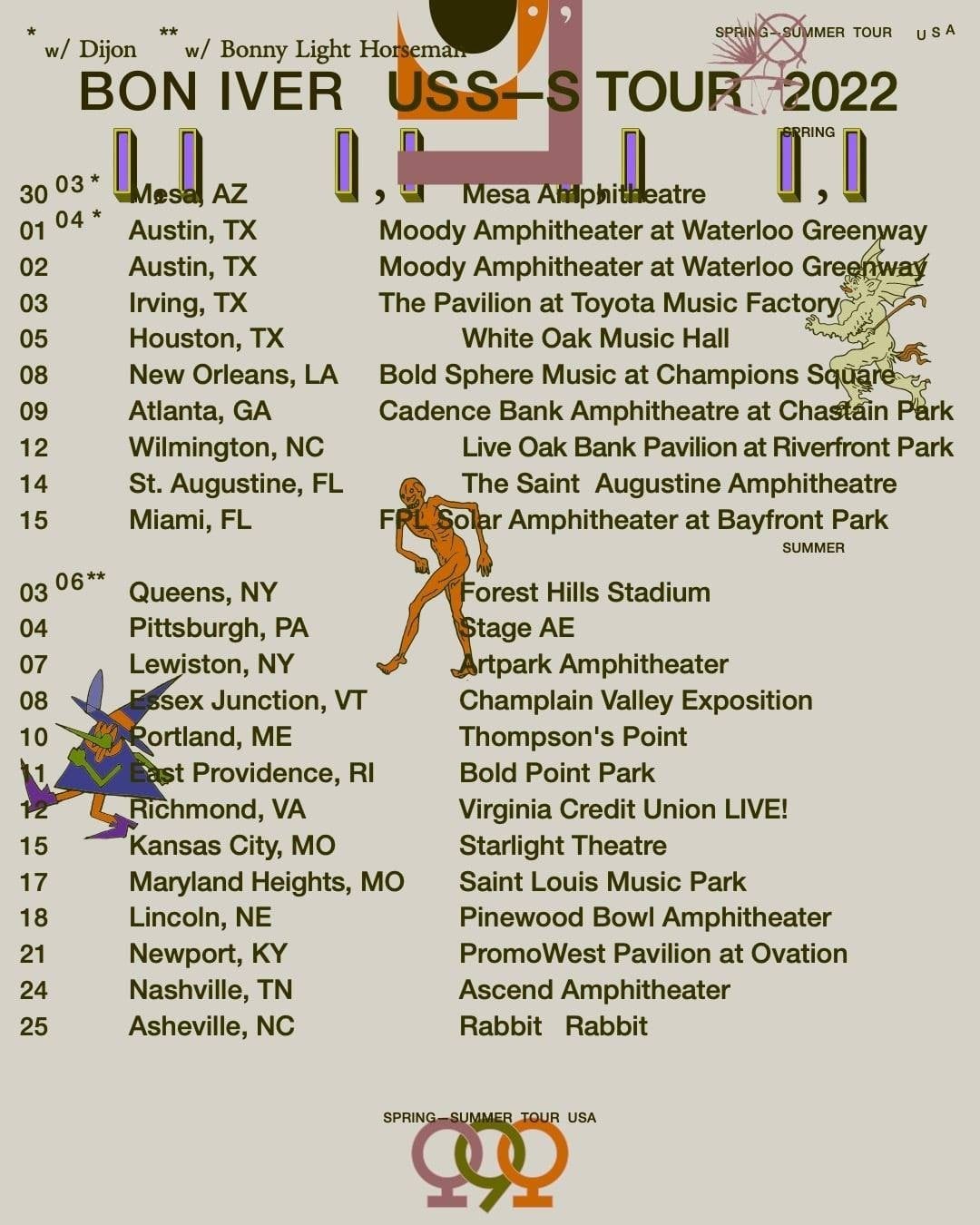 "Uss-S Spring Summer Tour 2022" U.S. Concert Poster - Indie Folk Music