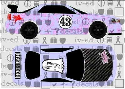 Skyline R34 #43  1/64  WHITE TONER Waterslide Decal for Hot