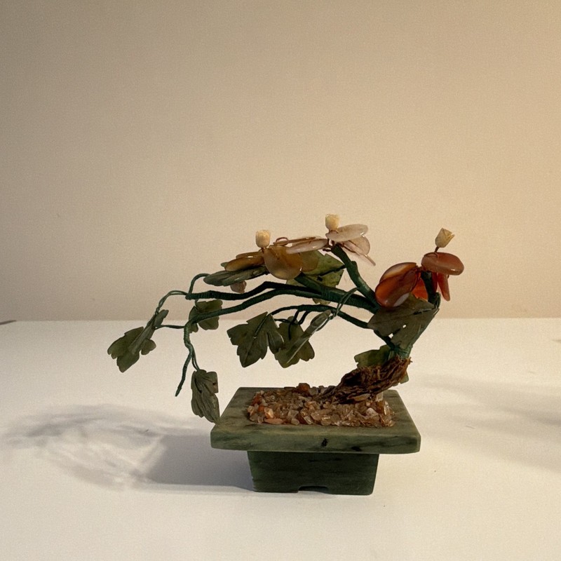 Artificial Floral Arrangement Centerpiece Stone Base Green