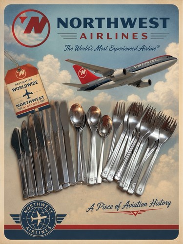Northwest Airlines Collectible Flatware Set Knives Forks Spoons