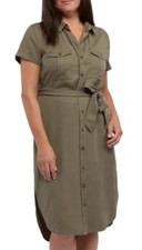 NEW Teddi Rose Women's Button Up Tencel Shirt Dress Green Size Small
