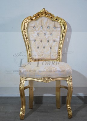 Sedia Poltrona Still Luigi XV Barocco Impero oro tessuto damascato