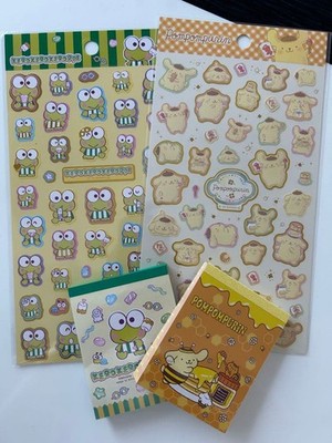 KeroKero & PomPom Purin 4 Piece Set SANRIO Bbs Cute Stickers & Notepad, USED, 4
