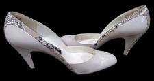 1970s STUART WEITZMAN FOR MR SEYMOUR Beige High Heel Pumps Snakeskin Design Sz 7