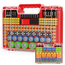 Battery Organizer Storage Holder Box Case with Tester, Stores  Protects Up t...