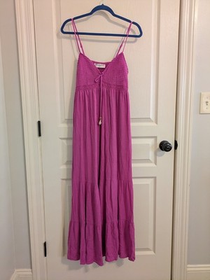 No Boundaries Womans Spaghetti Strap Maxi Dress Size L (12-14) Lavender/Pink