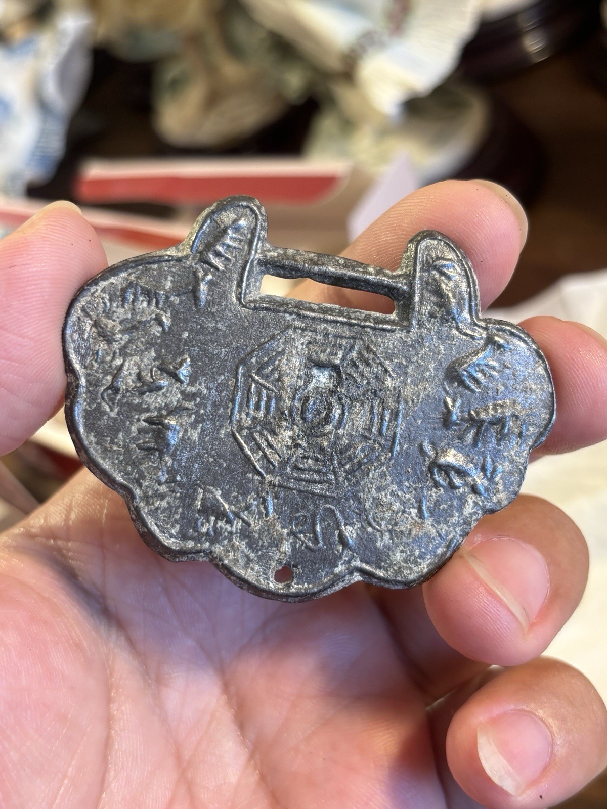 Vintage Chinese Tibetan Padlock Charm Pendant Contemporary Forgery Amulet