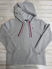 Tommy Hilfiger White Ribbed Hooded Sweatshirt Pull Over Women's Sz Large