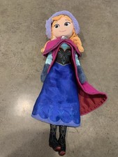 Disney Collections Frozen Anna Plush Stuffed Doll 16" Blue And Pink Dress