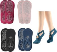 4 Paar Rutschfeste Socken Damen, Atmungsaktive Yoga Pilates Socken Mit