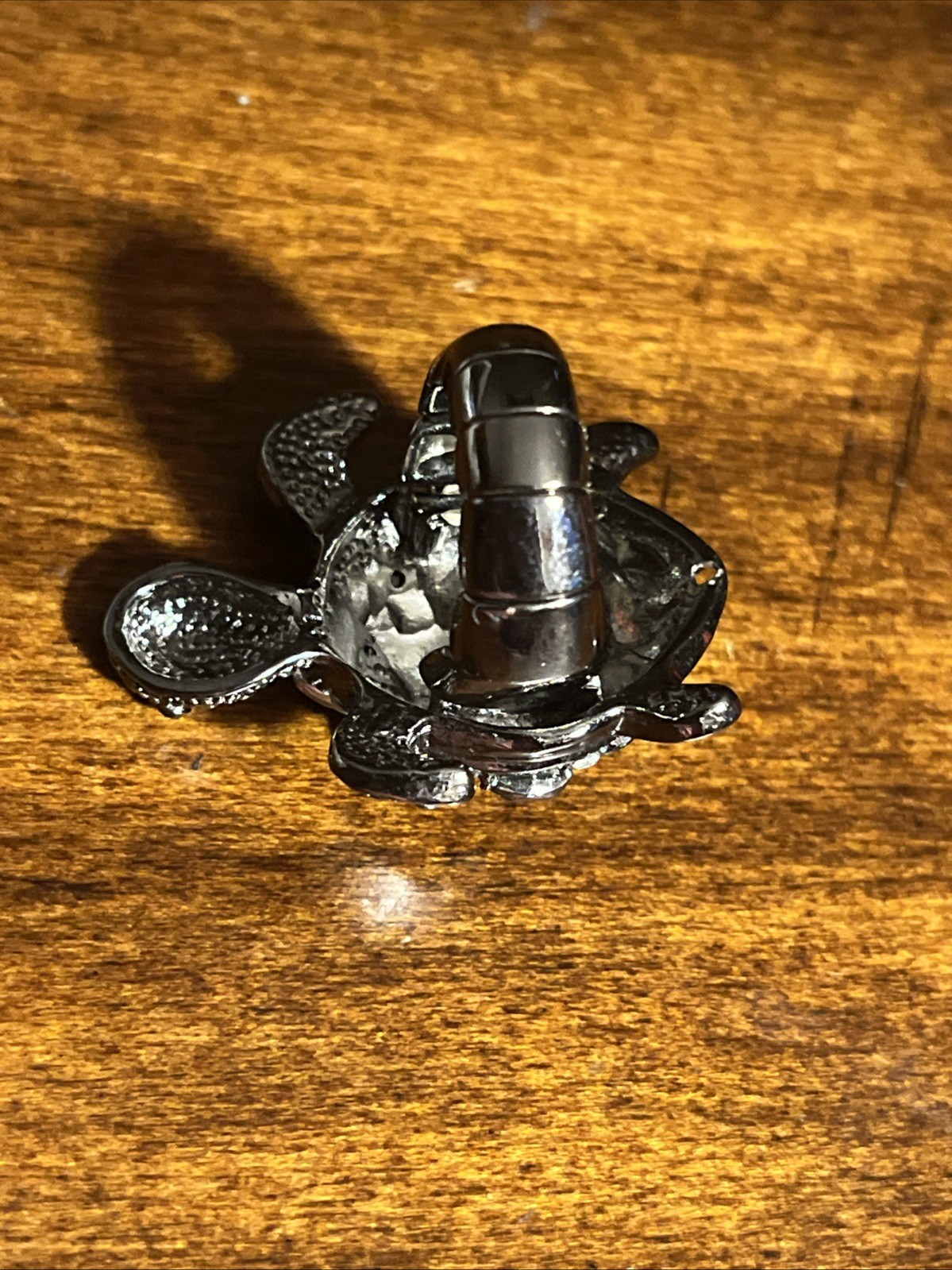 Turtle Stretch Ring Black and Gray Rhinestones Si… - image 5
