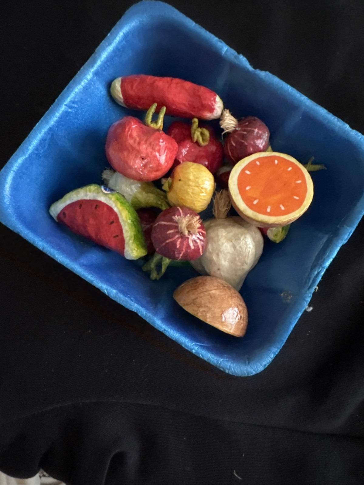 Vintage Mini Paper Mache Fruit & Vegetable Pieces 15 Total