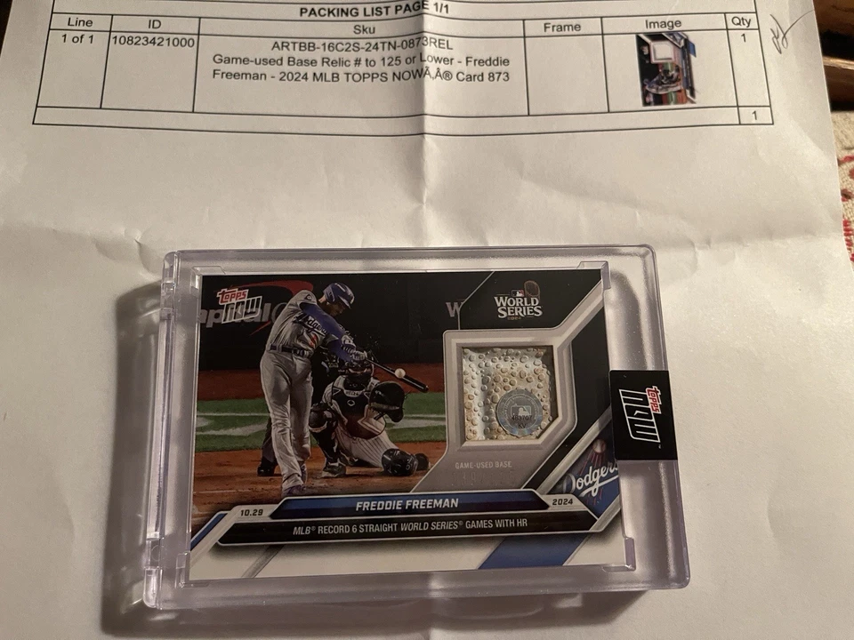 2024 Topps Now Freddie Freeman Game Used World Series Base Relic #39/125  #873A - Image 3 of 4