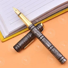 Luxury Handmade Damascus Steel pen, fountain pen Damascus Pen With Wooden Box