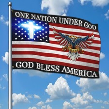 One Nation Under God Jesus Flag 3x5 Ft Outdoor God Bless America Flag Double Sid