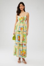 Show Me Your Mumu Peyton Midi Dress XS Country Bouquet Floral Pattern