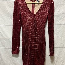 Windsor Burgundy Sequin Bodycon Mini Dress, Women's Size L