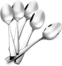 12-Piece Large Stainless Steel Dinner Spoons,8 Inches Silver
