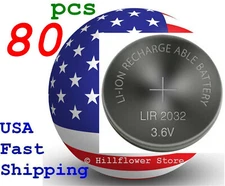 80 pcs LIR2032 2032 Bulk 3.6V Rechargeable LIR Genuine Lithium Battery