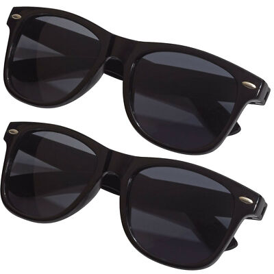 2x Sonnenbrille Pilotenbrille Retro Nerd Horn Party Brille Schwarz UV Schutz