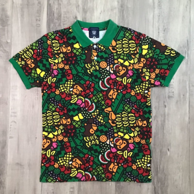 A Bathing Ape BAPE Tropical Milo Polo Shirt Gr.S Grün Baumwolle Made In Japan