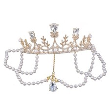 Girls Golden Pearl Princess Hairpiece for Flower Children