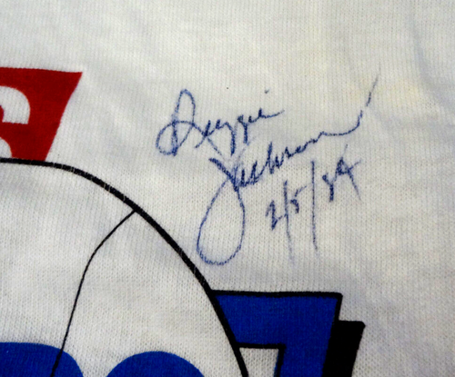 LOTTO AUTO CLASSICHE REGGIE JACKSON 2x VINTAGE ANNI '80 T-SHIRT FIRMATA PROMOZIONALE RARA - Foto 4 di 15